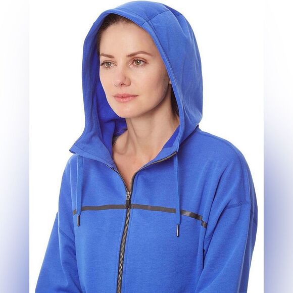 SWEATY BETTY All Good In The Hoody Full Zip Up in Cobalt Blue Size XS High Lo - Picture 3 of 13
